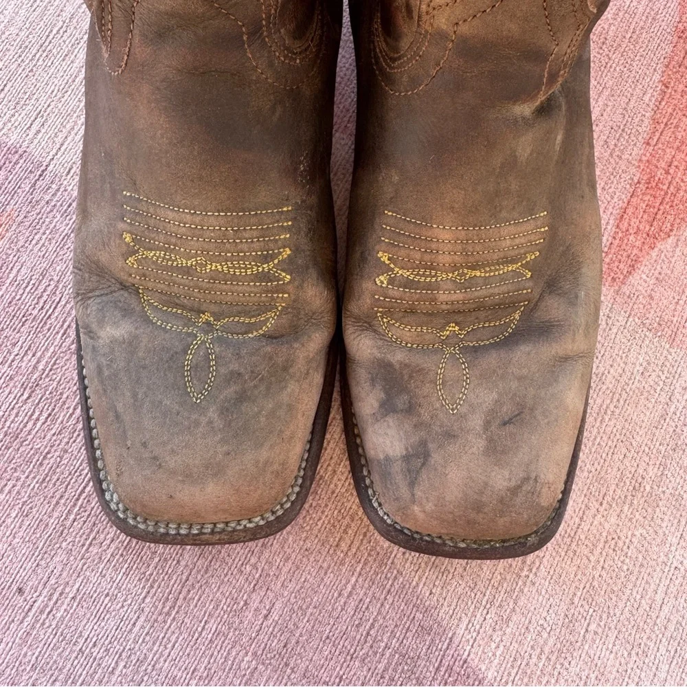 Reywelt Embroidered Western Floral Dreamcatcher Skull Cowboy Boots Brown Size 8 - Picture 4 of 9